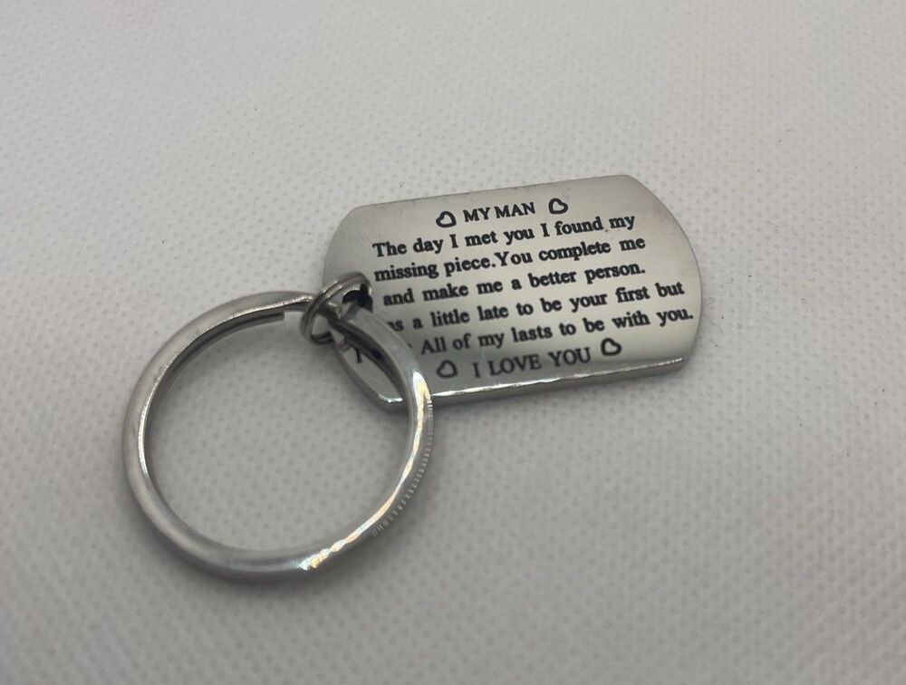 My Man Boyfriend Gifts I Love You Keychain for Men Husband Small, Chrome